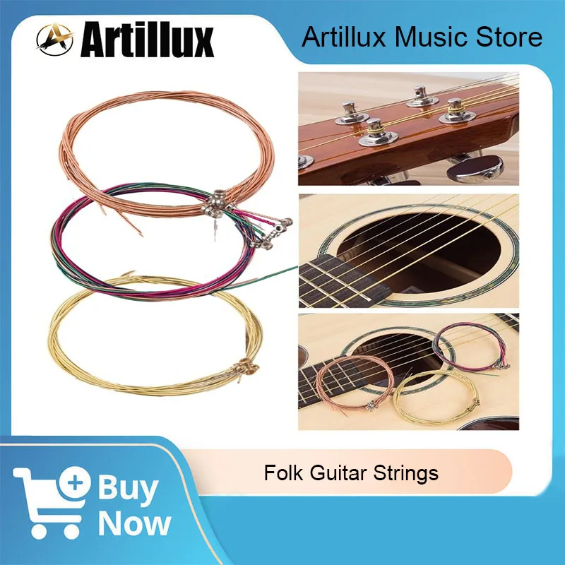 

6Pcs/Set Folk Guitar Strings 3 Colors High-Quality Professional Stainless Steel Wire Strings for Folk Guitar Parts & Accessories