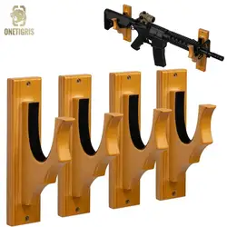 ONETIGRIS Gun Rack Wall Mount - Gun Hooks for Shotgun Bow Gun Holder Horizontal Hold Up Display Hanger Hardwood & Soft Padding