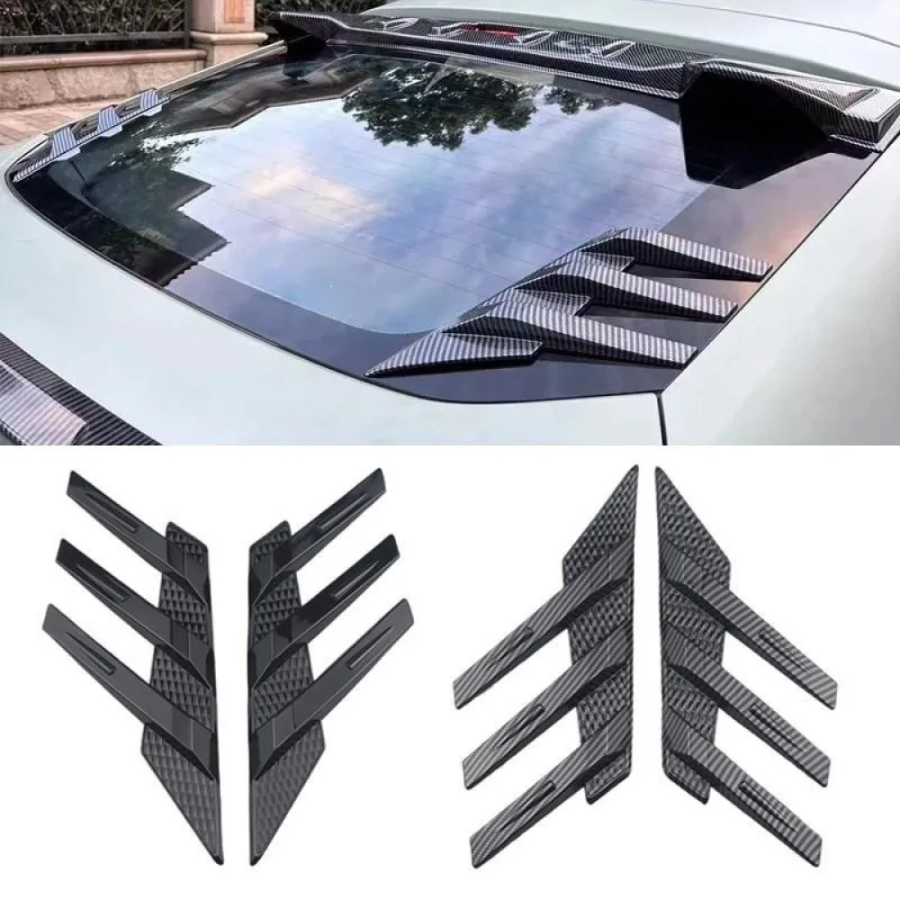 Auto Exterior Window Shutter Trim Decorative Sticker Side Wing Air Vent Universal Sport Performance Accessory Black Tpu Part