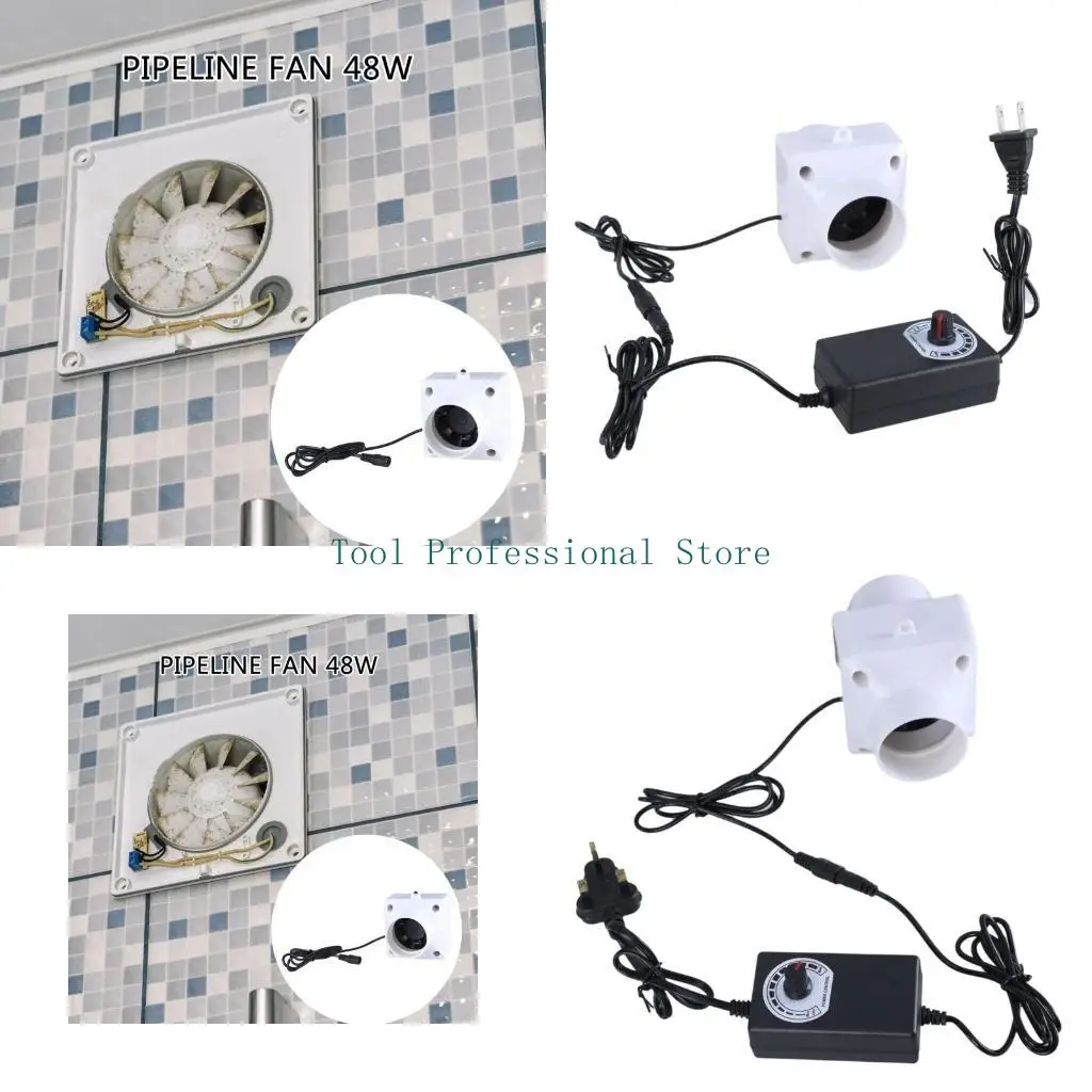 

57QF High Efficiency 50mm Inline Duct Fan for Kitchens and Workshops,Quiet Ventilation with 350M³/h Airflows AC100-240V Input