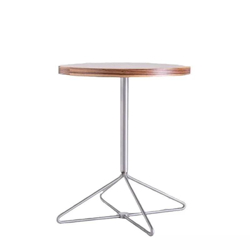 Nordic simple small apartment modern sofa, round side table stainless steel corner table