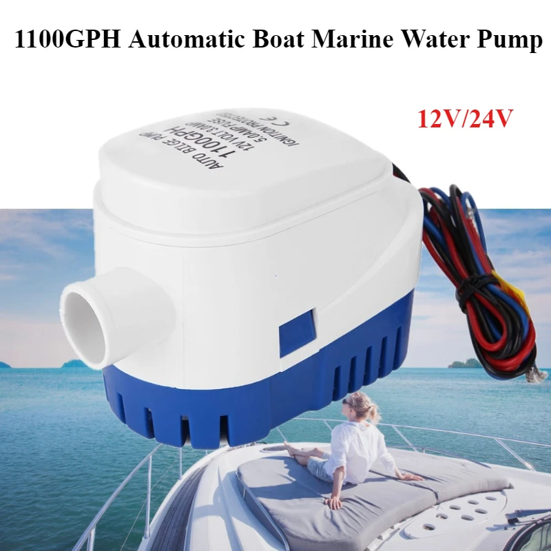 12V/24V Bilge Pump 1100GPH Automatic Boat Marine Water Pump Submersible Yacht Boat Motor Seaplane Houseboat Pump