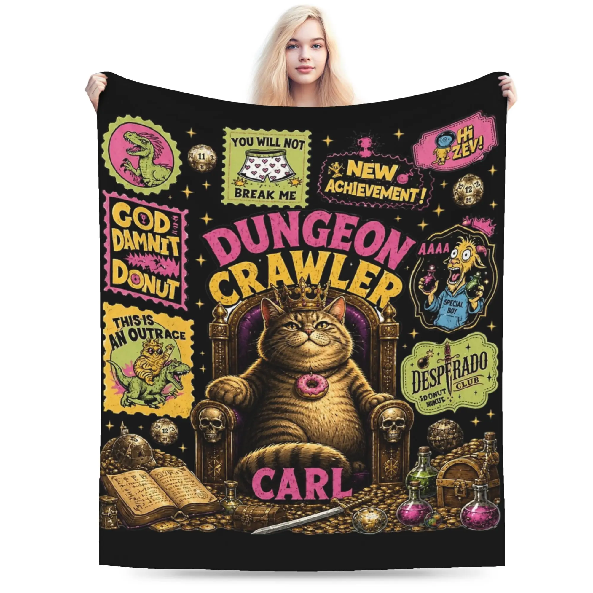 Dungeon Adventure Sherpa Dungeon Crawler Carl Blanket Flannel All Season Lightweight Throw Blankets for Bedding Bedroom