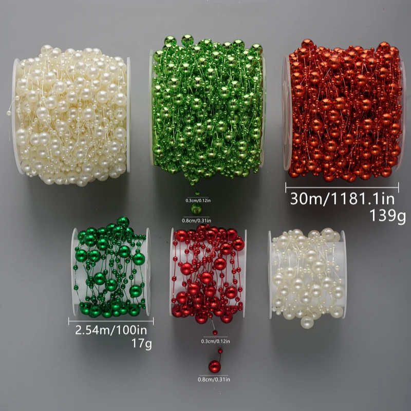 

2.5m/30m 3-8mm Round Fishing Line Artificial Pearls Flower Beads Chain Garland Flowers Wedding Party Decoration Diy