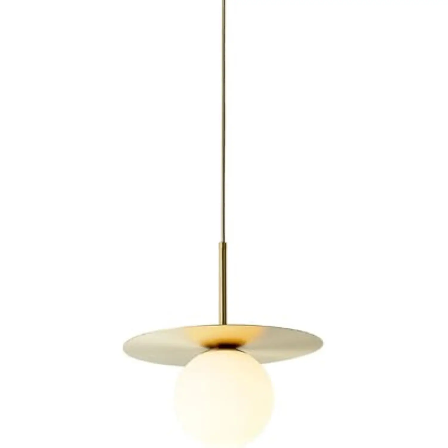

Gold Pendant Light with Globe Round Glass Shade, Brass Base Cap and Adjustable Textile Cord, Industrial Style Retro Hanging Lam