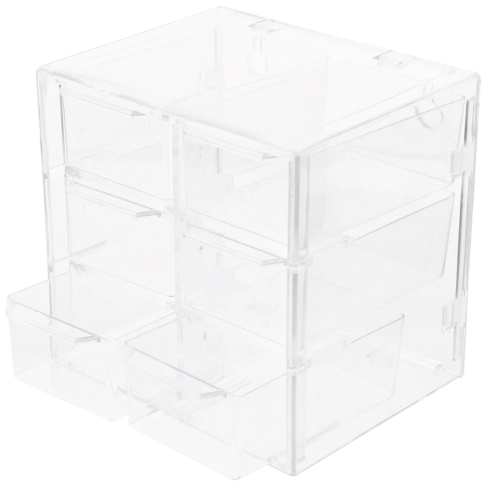 Transparent Nine-grid and Six-grid Dust-proof Drawer-type Storage Box (six Grids) Small Bins Holder Tabletop Case Makeup Rack