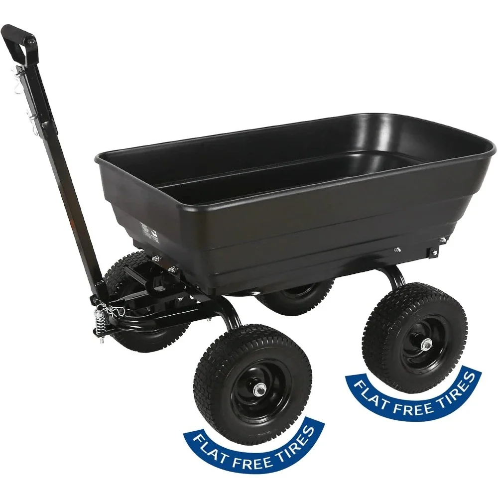 

Yard Dump Cart with 2-in-1 Convertible Handle, 200 Lbs Capacity Heavy Duty Lawn Tractor Cart