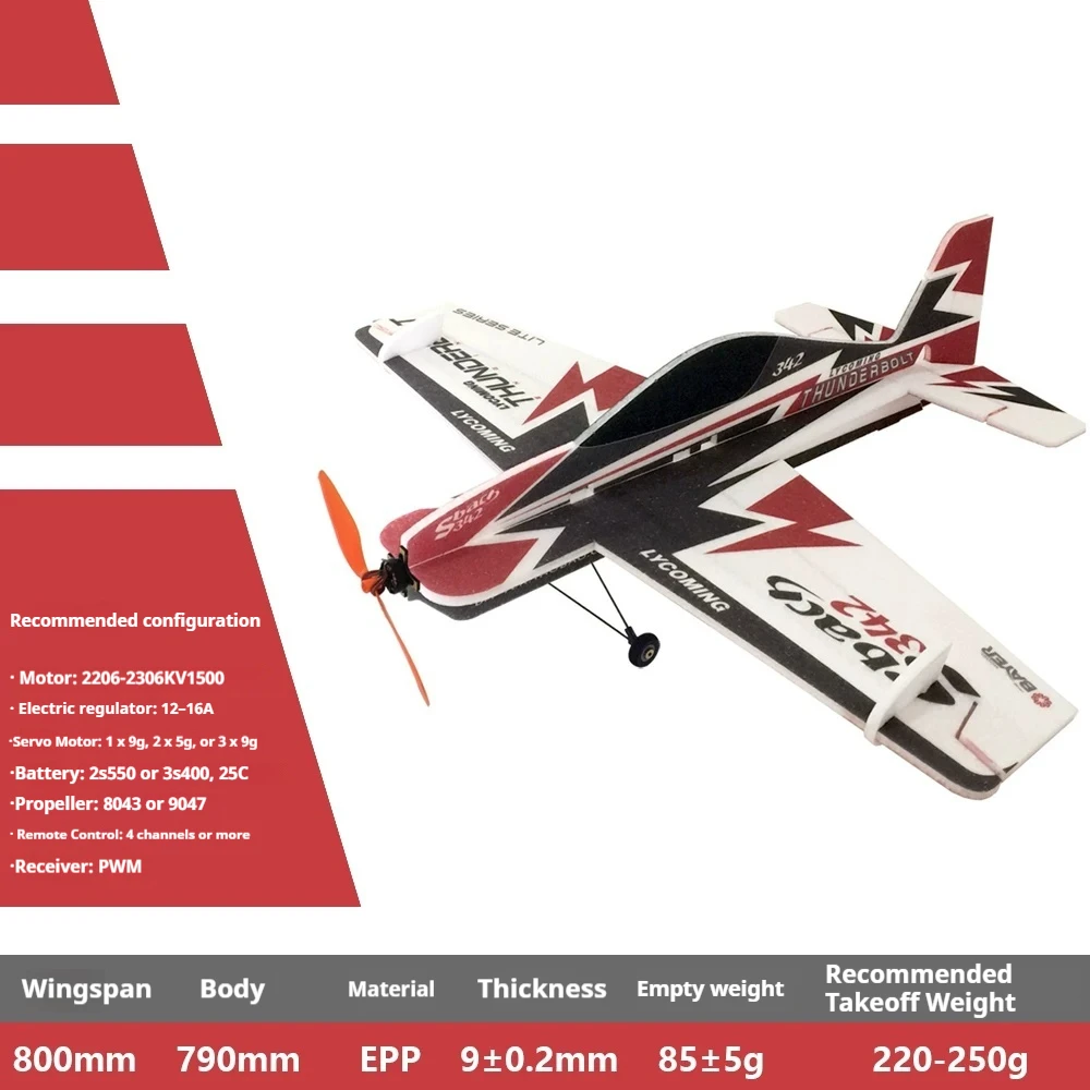 Bayan Model SBACH342 EPP F3P 3D Fixed Wing RC Airplane KT Board Remote Control Aerobatic Aircraft Model Crash Resistant Beginner