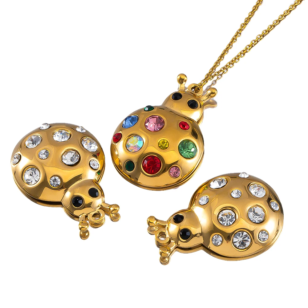 

1pc 2pcs Stainless Steel Ladybug Insect Pendant Fashion Personalized Women's Gift DIY Earring Bracelet Jewelry Making Accessorie