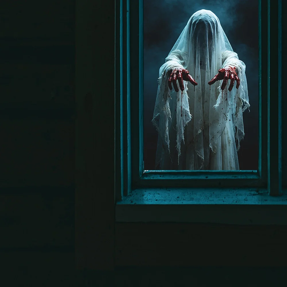 Halloween PVC Wall Sticker Ghostly Woman Design for Home Decor Bedrooms Living Rooms Hallways 35x50cm Horror Art
