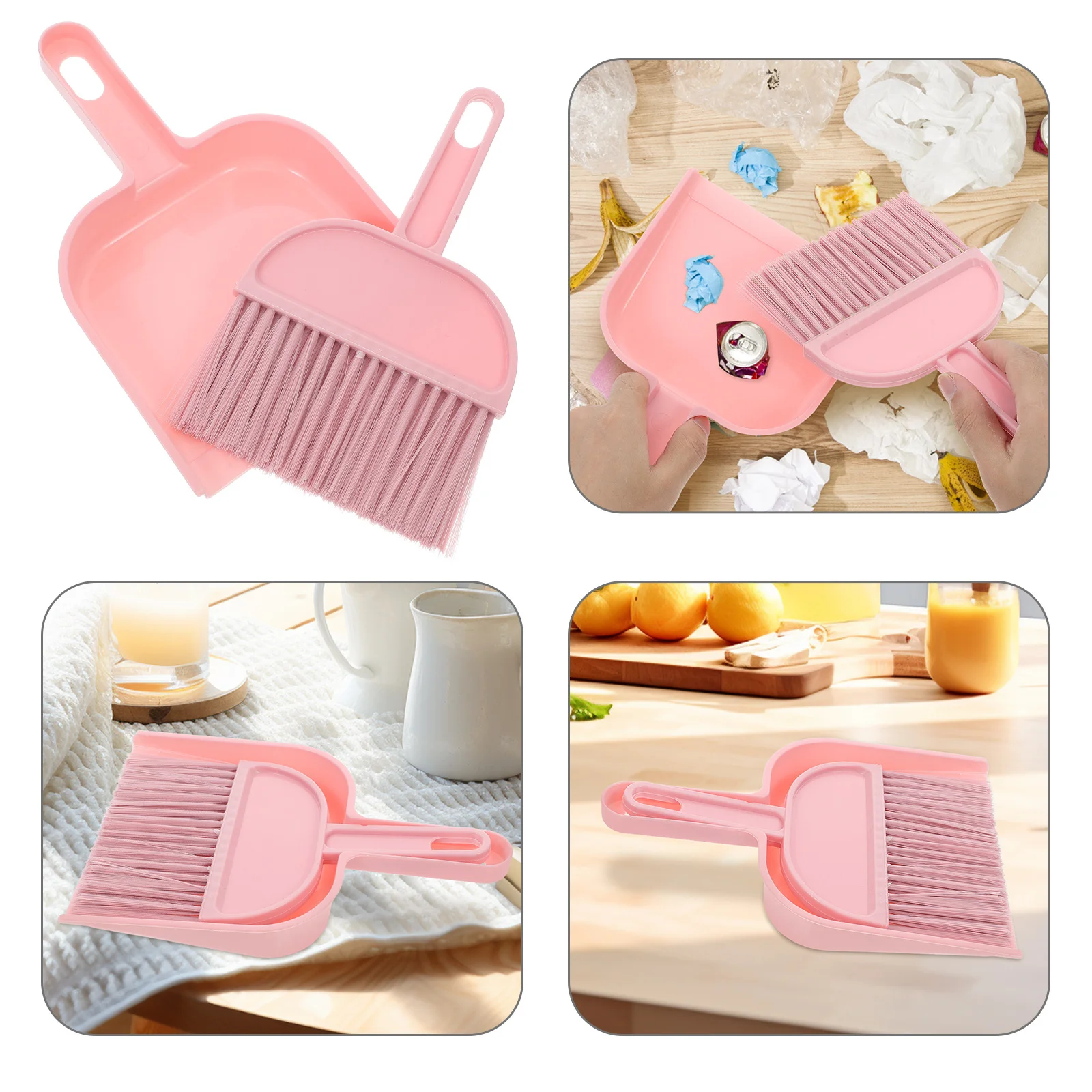 

Small Broom and Dustpan Set Pink Mini Size for Easy Storage Effective on Dust Debris Hair Great for Car Desk Hamster Cage and