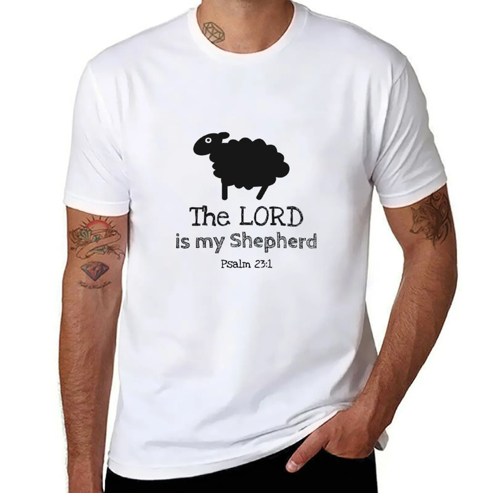 

The Lord is My Shepherd - Psalm 23:1 Bible Verse Christian Quote T-Shirt cotton t shirt man t shirt custom print T-Shirt