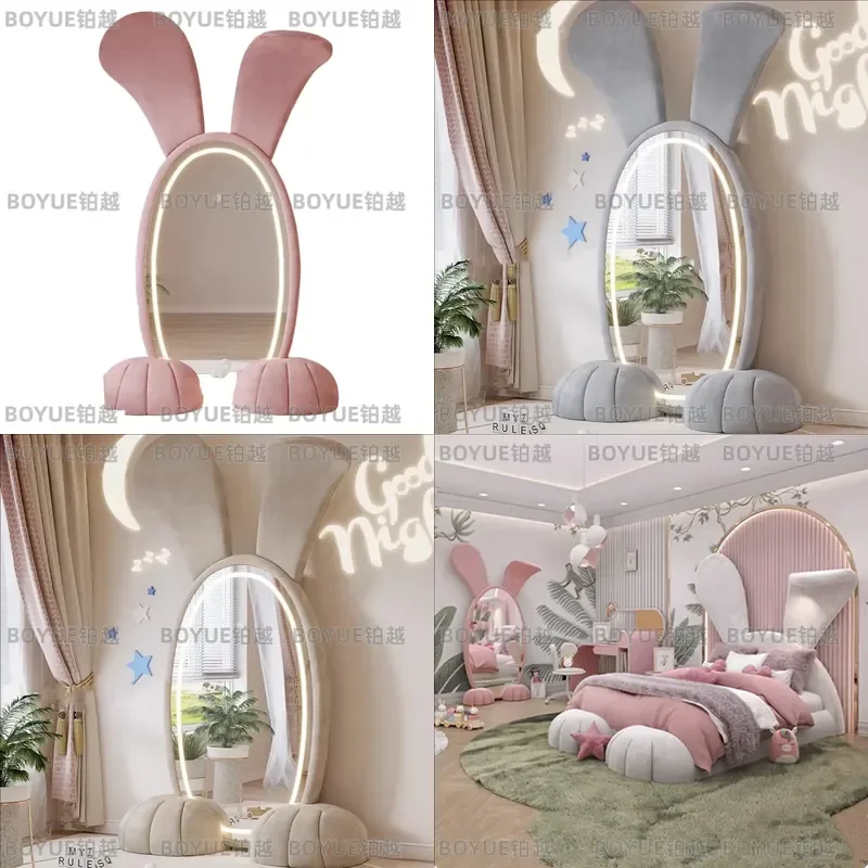 Pink Princess Bed for Girls with Safety Guardrail Cute Cartoon Design Single Frame for Kids Bedroom Small Space Furniture