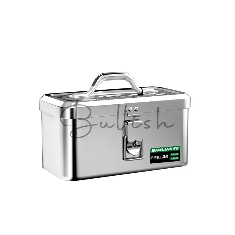 Stainless Steel Toolbox Industrial Storage Box Car Household Multifunctional Thickened Five