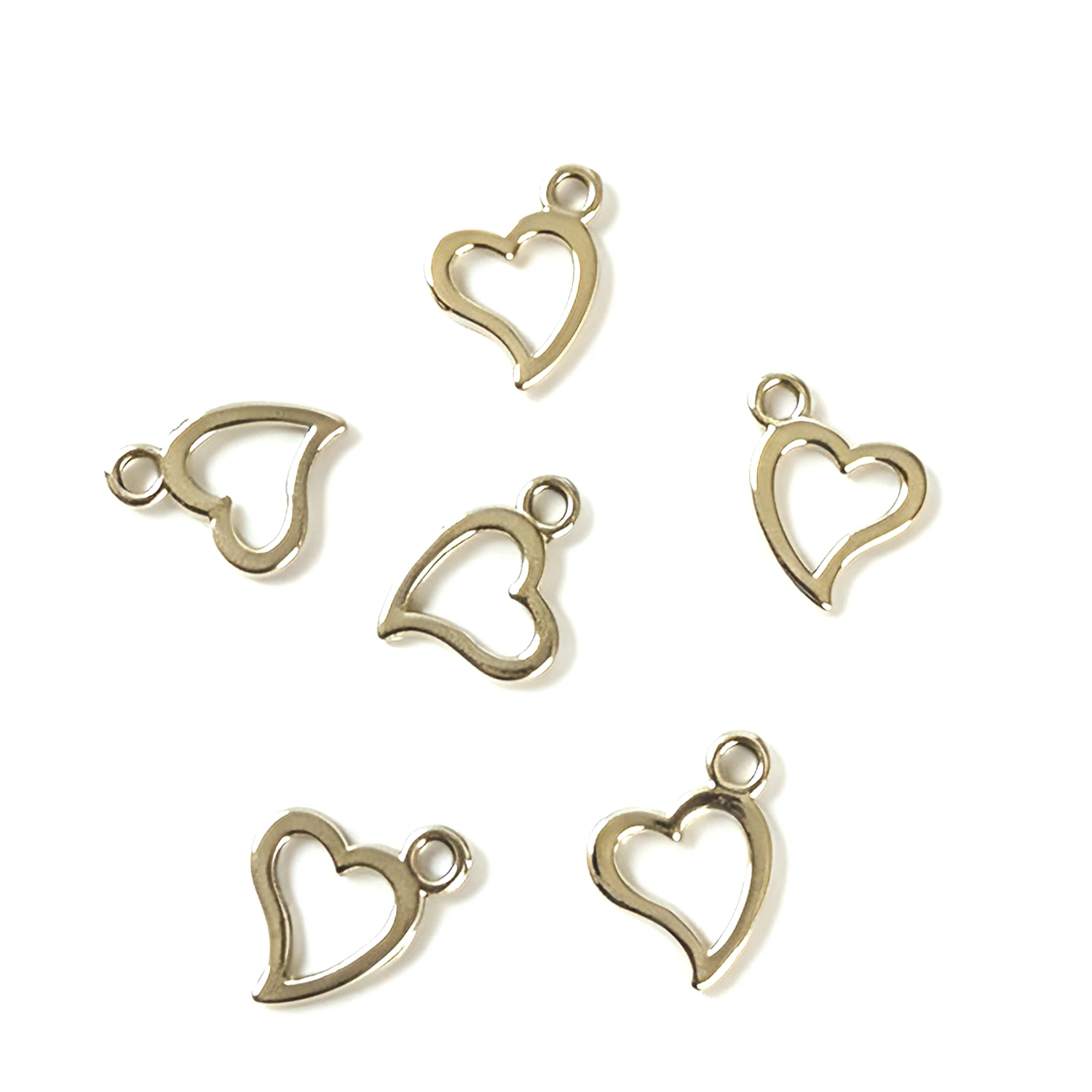 50pcs 9.6mm hole 1.7mm heart shaped Alloy  charms H0260