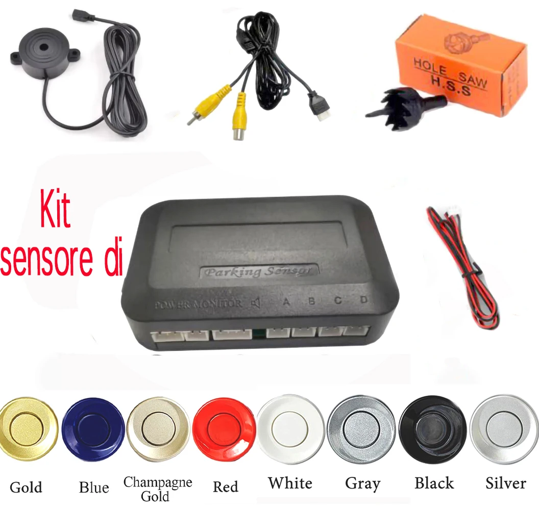 

Parking Sensor Kit Car Video Backup Assist Radar Auto Monitor Monitor Digital Alarm Buzzer Car Monitor 22mm Probe