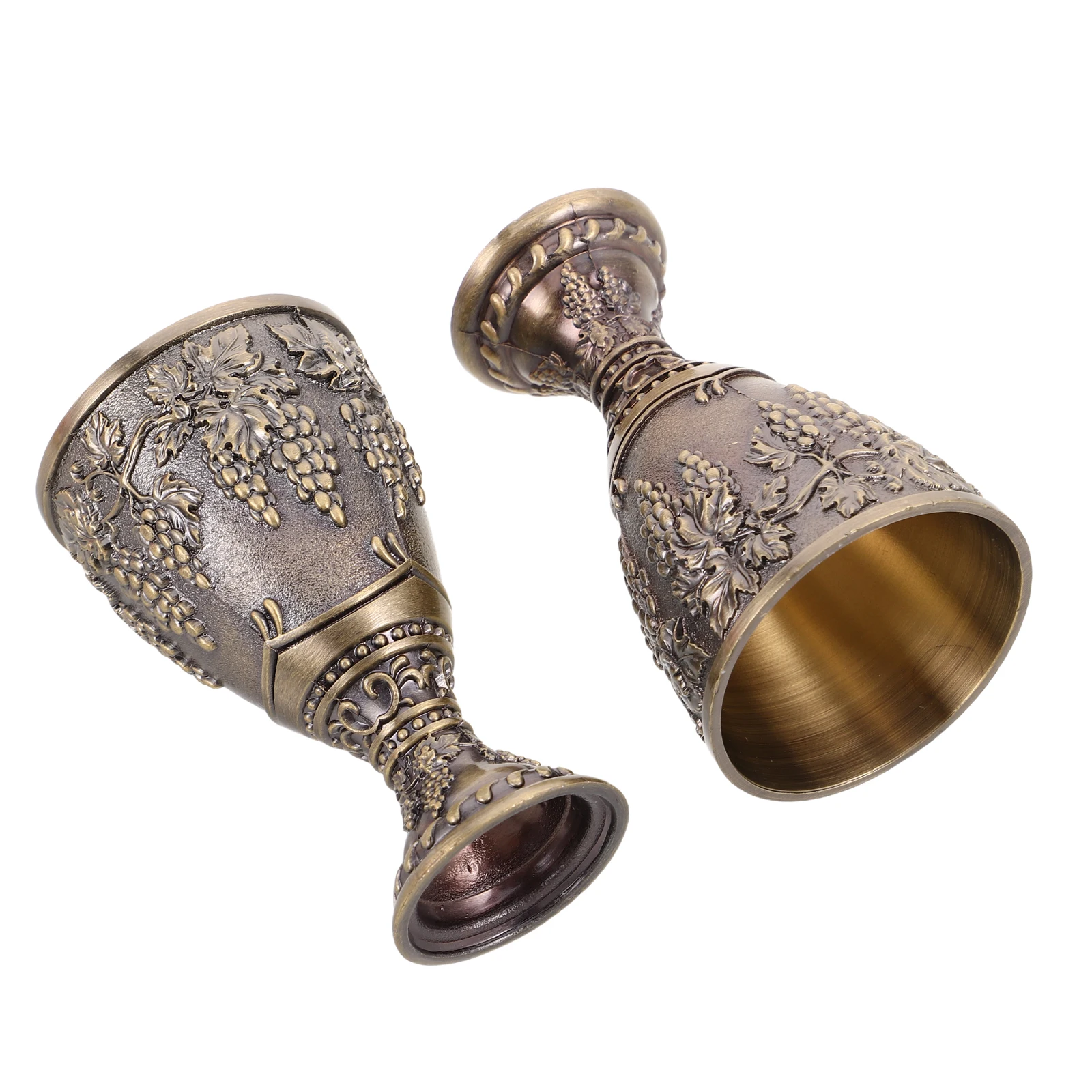 2 قطعة سبائك الزنك خمر كأس الكأس مجموعة أنيقة تنقش الأزهار كأس النبيذ المعدني لحفلات الزفاف الطقوس الأحداث الكنيسة #4