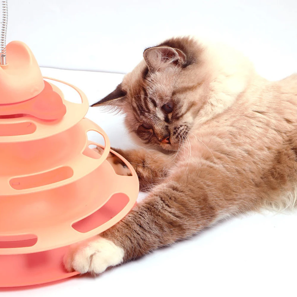 Swivel Ball Toy Rotatable Training Amusing Cat Toy Cat Amusement Plate Interactive 4-layer Cat Stick