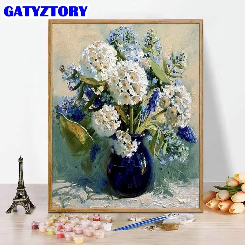 

GATYZTORY Oil Paint By Number Flower In Vase Drawing On Canvas Handpainted Art Gift Diy Pictures By Number Kits Home Decor