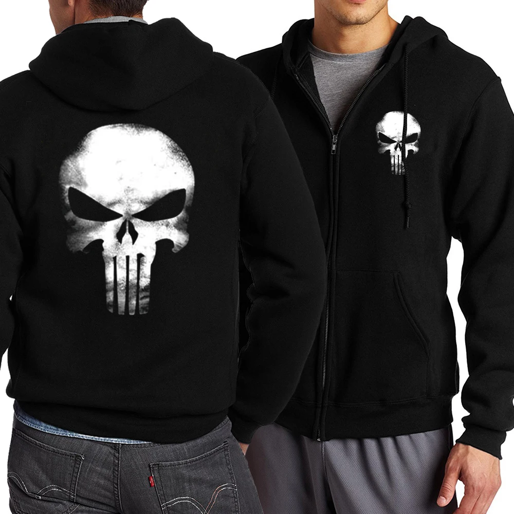 Y2K zipper hoodie Skull Head Series pattern printing Black oversized clothing 2023 new punk Harajuku leisure best selling hoodie