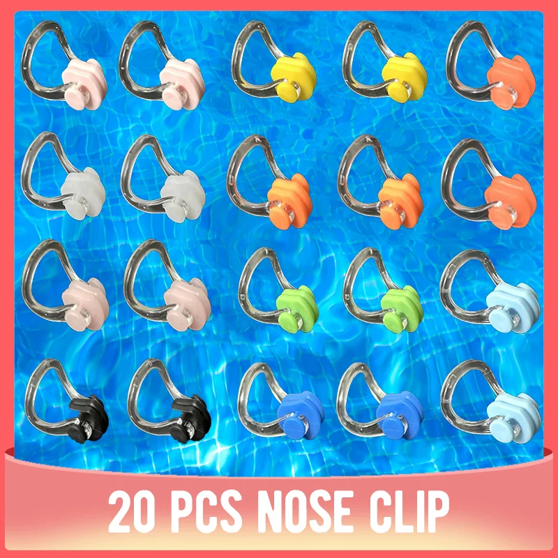 

20pcs/lot High Quality Reusable Soft Silicone Swimming Nose Clip Comfortable Diving Surfing Swim Nose Clips For Adults Children