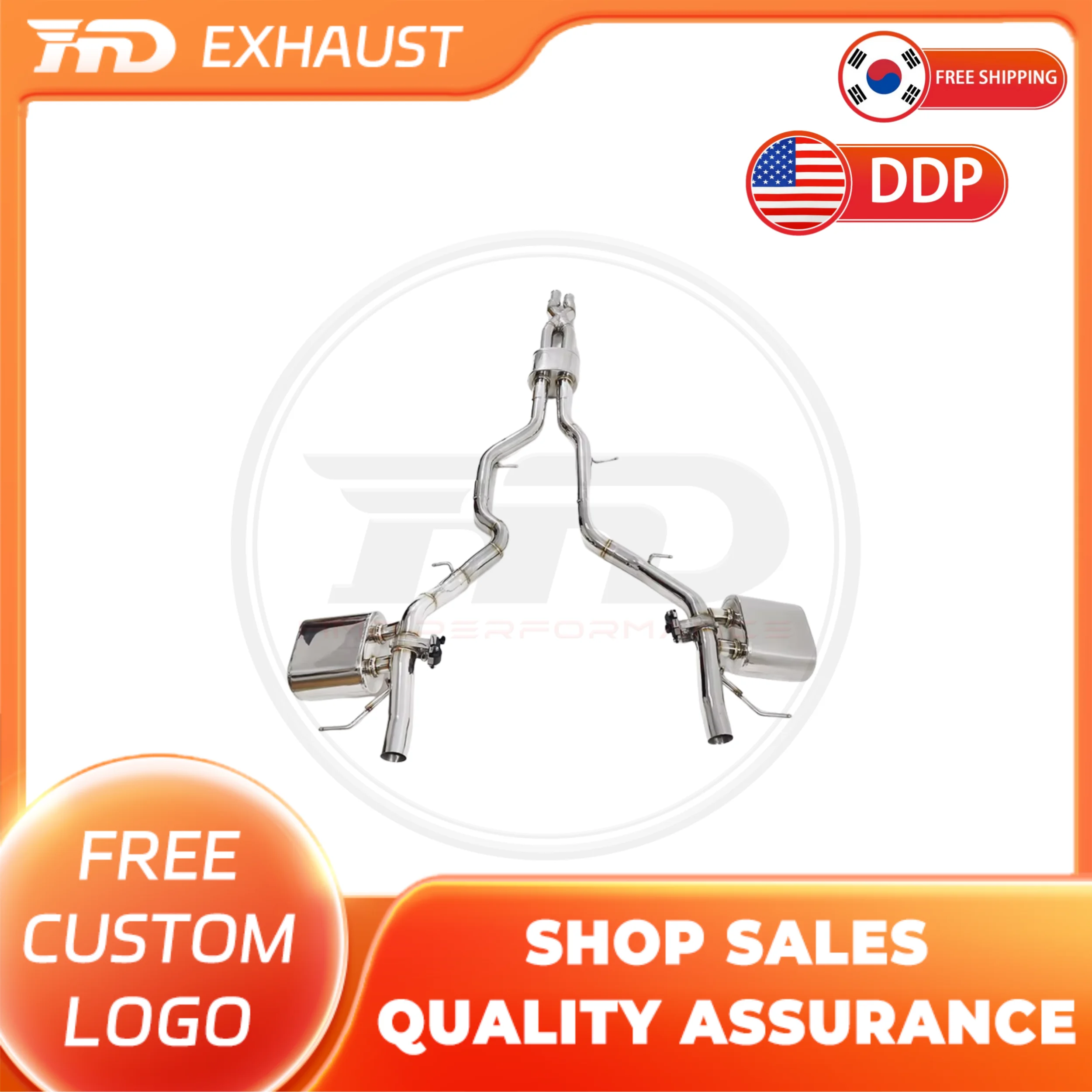 HMD Venda quente Sistema de escape SS304 Desempenho Catback exaustão para RANGE ROVER VELAR 3.0T Silenciador com válvula
