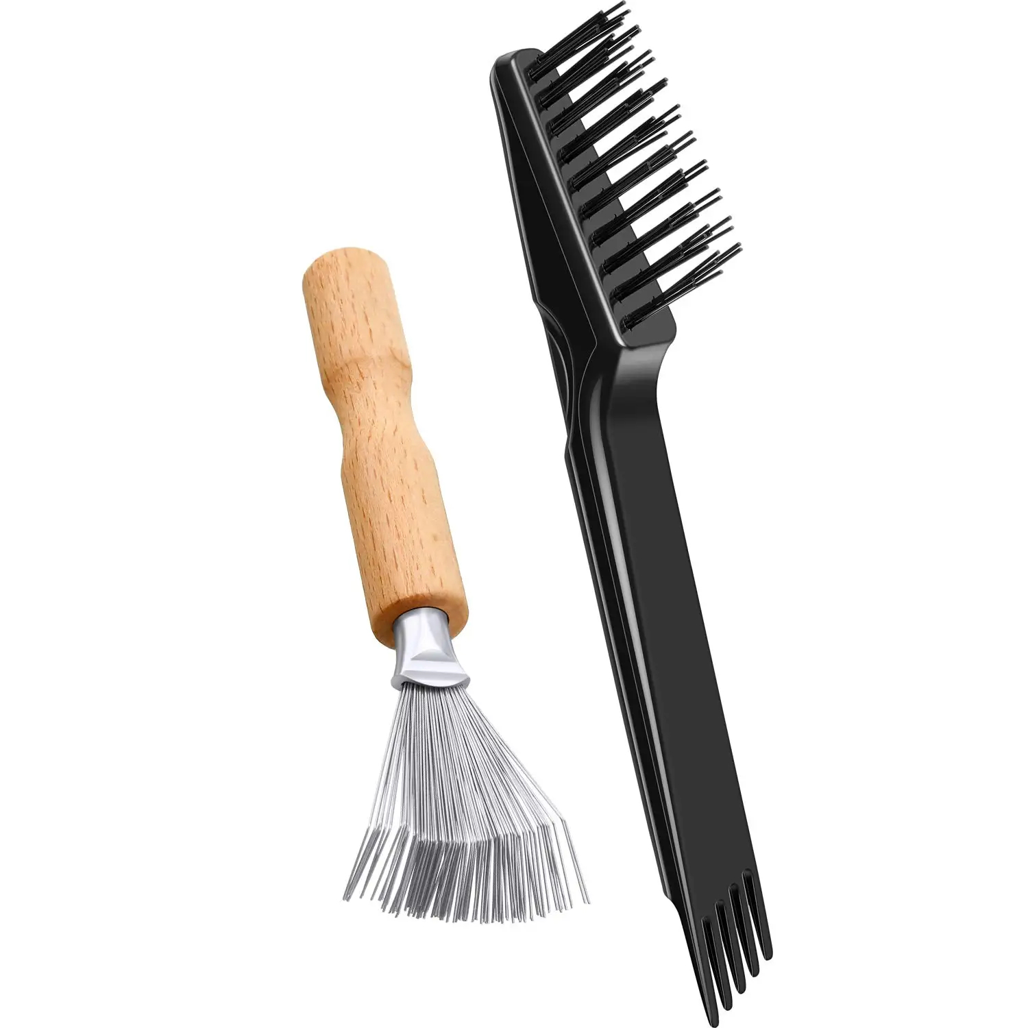 

Hair Brush Cleaning Tools - Mini Comb Cleaner Rake with Wooden Handle for Removing Hair Dust at Home and Salon (Black)