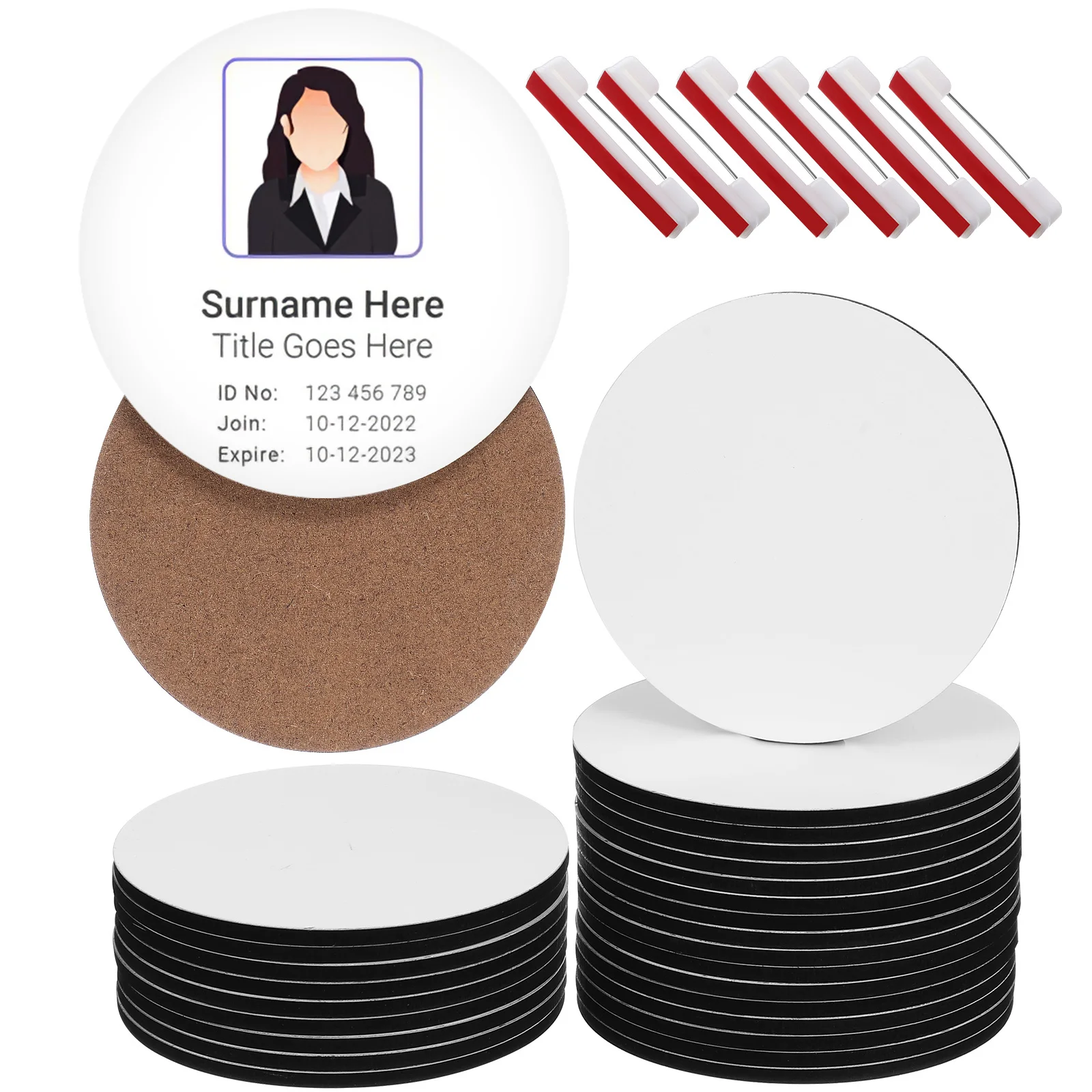 

30 шт. персонализированные рабочие значки, сублимационные заготовки, именные бирки «сделай сам» для деловых встреч, конференций, профессиональные идентификационные булавки