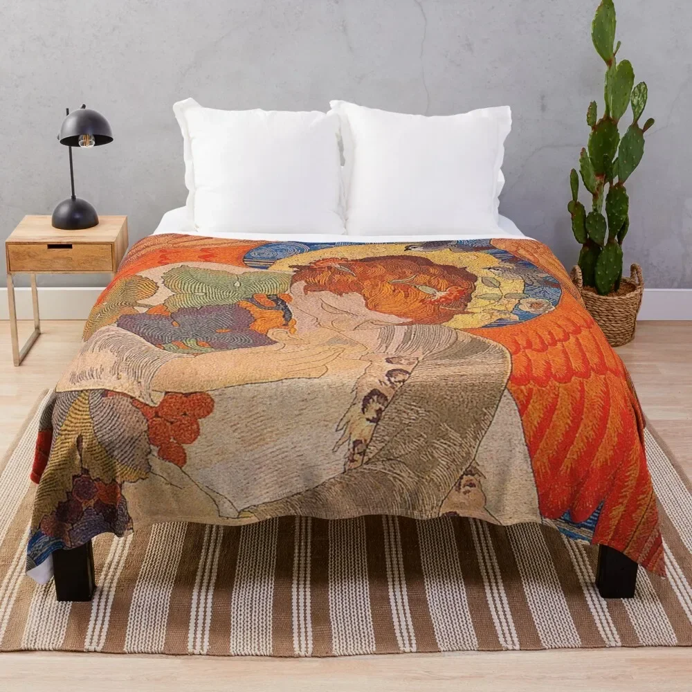 

HD. Victory, by Phoebe Anna Traquair Throw Blanket blankets and throws Flannels Blankets