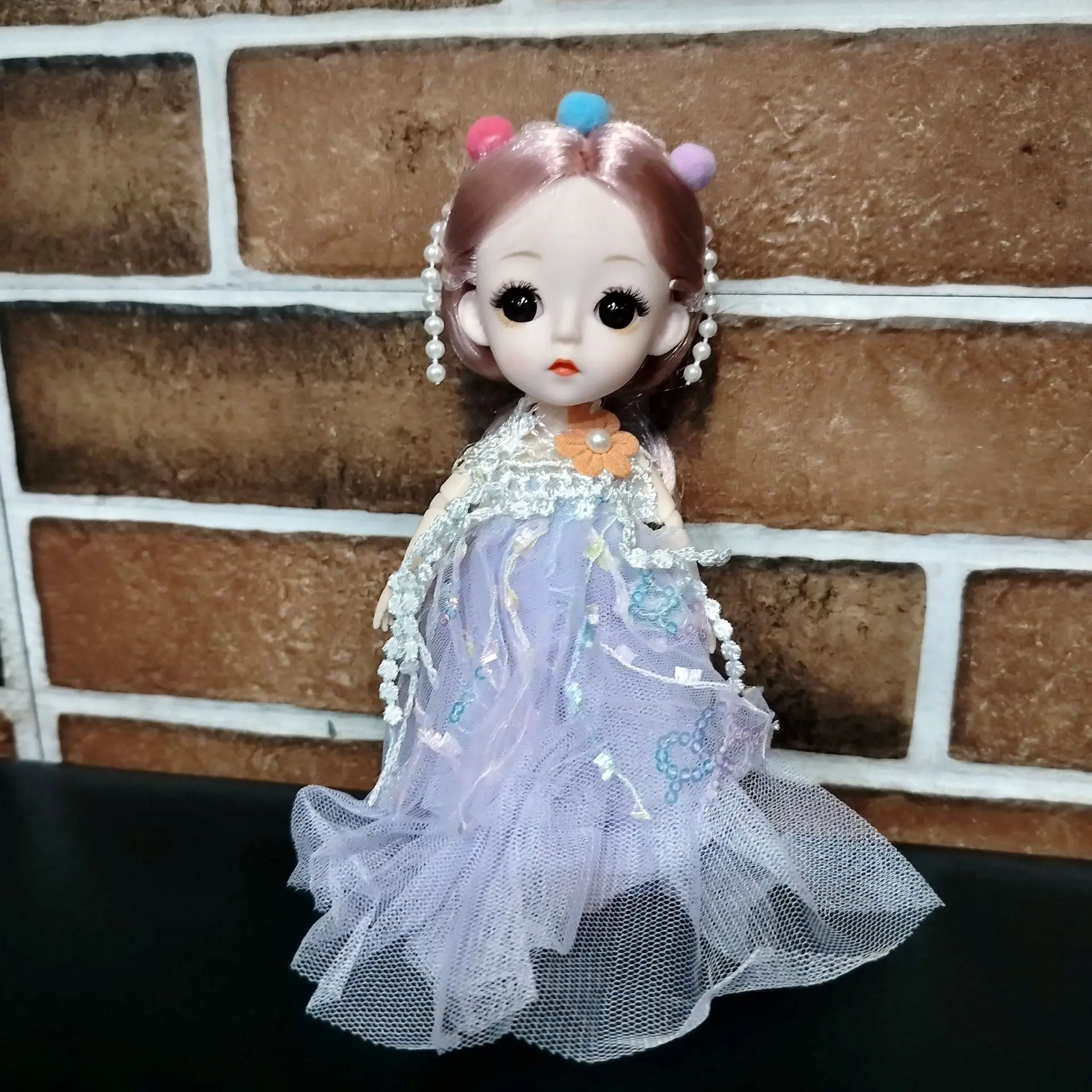 16 سنتيمتر دمى 1/12 دمية صغيرة المفاتيح المشتركة المنقولة لطيف رائعة دمية حقيبة قلادة موضة الأميرة DIY بها بنفسك فستان الفتيات اللعب هدية