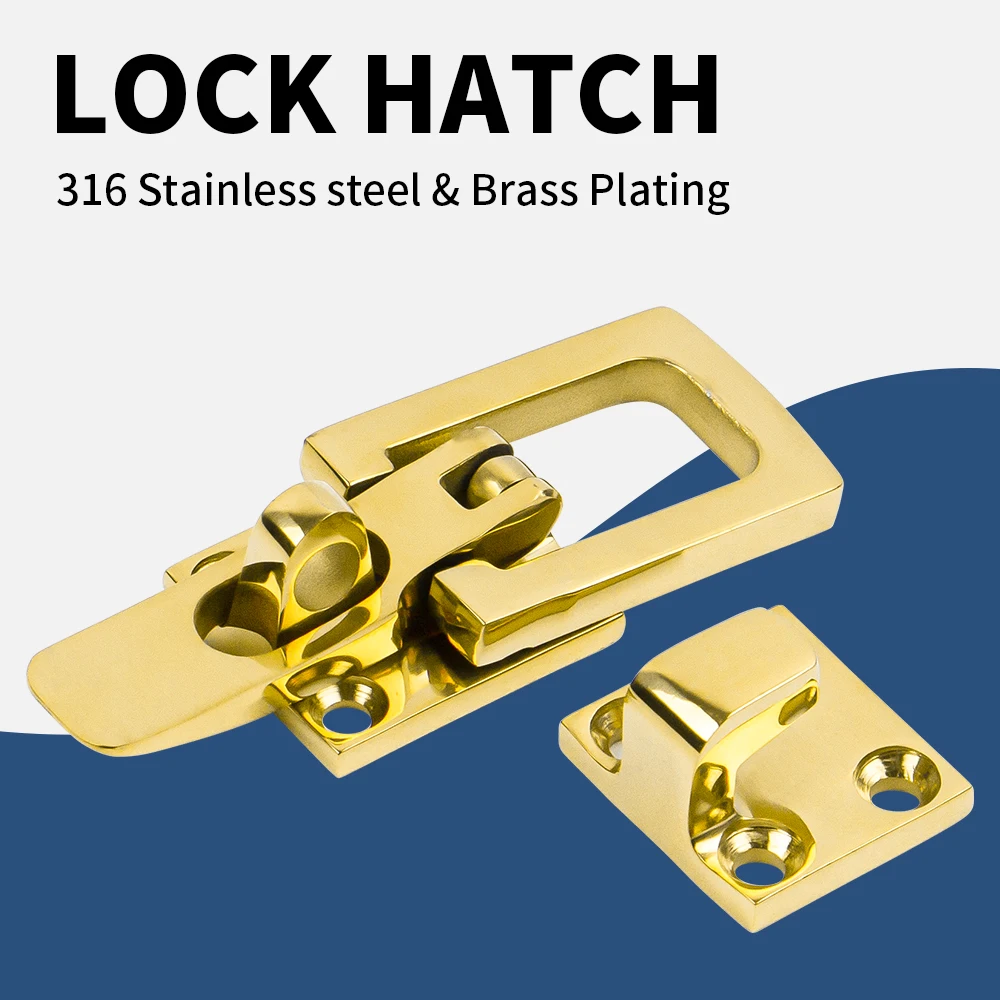 

NEW 316 Stainless Steel Brass Plating Marine Door Lock Latch Boat Deck Hatch Anti-Rattle Latch Fastener Clamp Marine Hardware
