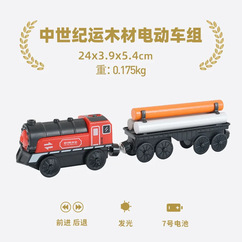 Batteriebetriebene Lokomotive, elektrisches Zug-Set, magnetisches Lokomotive-Schlitzspielzeug aus Druckguss, passend für Holzschienen-Schienenspielzeug, Holzeisenbahn