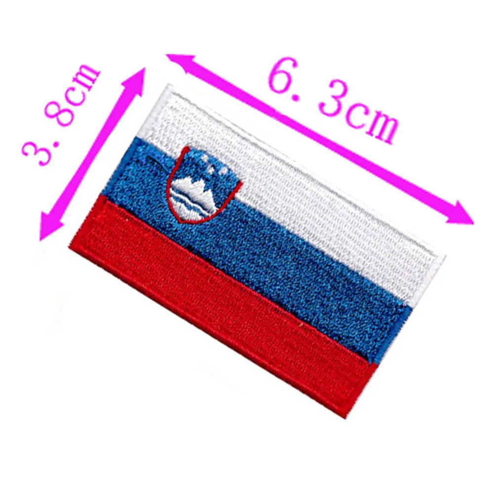 1pc Slovenia Country Flag Embroidery Patch 6.3cm Wide High Quality Iron On Sew On Backing/Hand Craft/Applique/Hot Cut