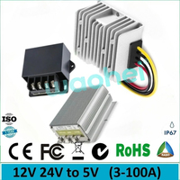 12V 24V to 5V 3A 5A 10A 20A 30A 40A 50A 100A DC DC Step Down Converter Stabilizer Regulator Reducer Power Supply for Cars Solar