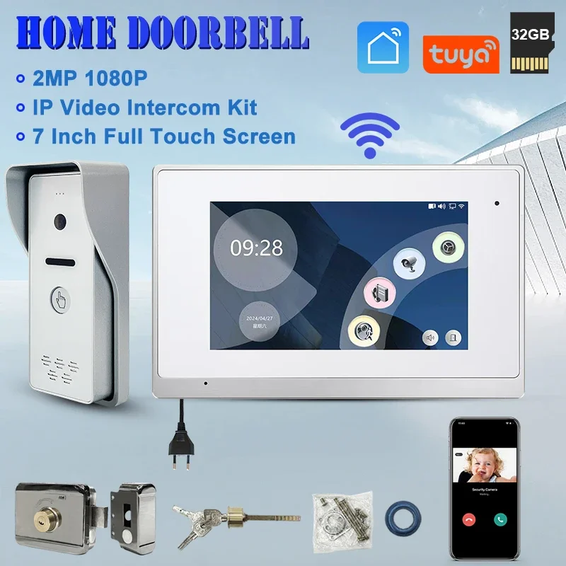 High Quality Tuya Wifi Smart Life Door Bell Intercom, User-Friendly, Image, Video Record, Leave Messge, Clock Display