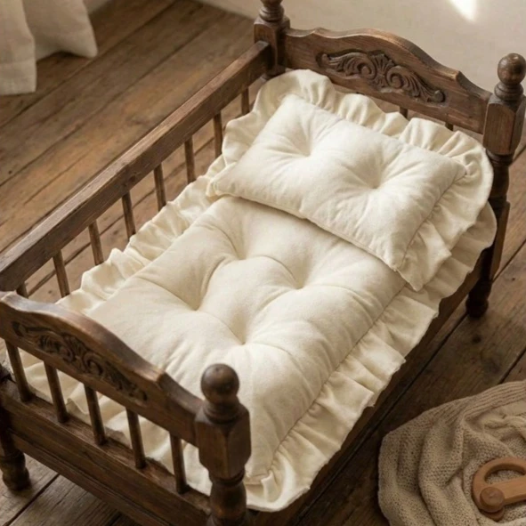 Newborn Photography Props Soft Lace Mattress Pillow Set Baby Posing Mat Infant Photo Shoot Studio Basket Filler Accessories