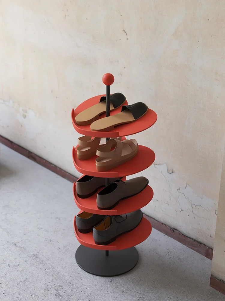 Indoor multi-storey simple shoes and slippers are stored in the door and landed in a small narrow shoe rack.