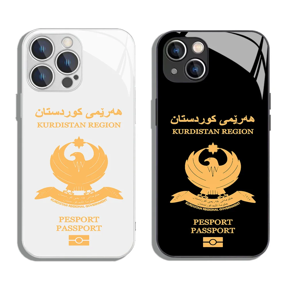 Kurdistan Kurdistanê Passport Metallic-Color Phone Case For iPhone X XR XS 16 15 14 13 12 Mini 11 Pro Max 7 8 SE20 Plus Cover