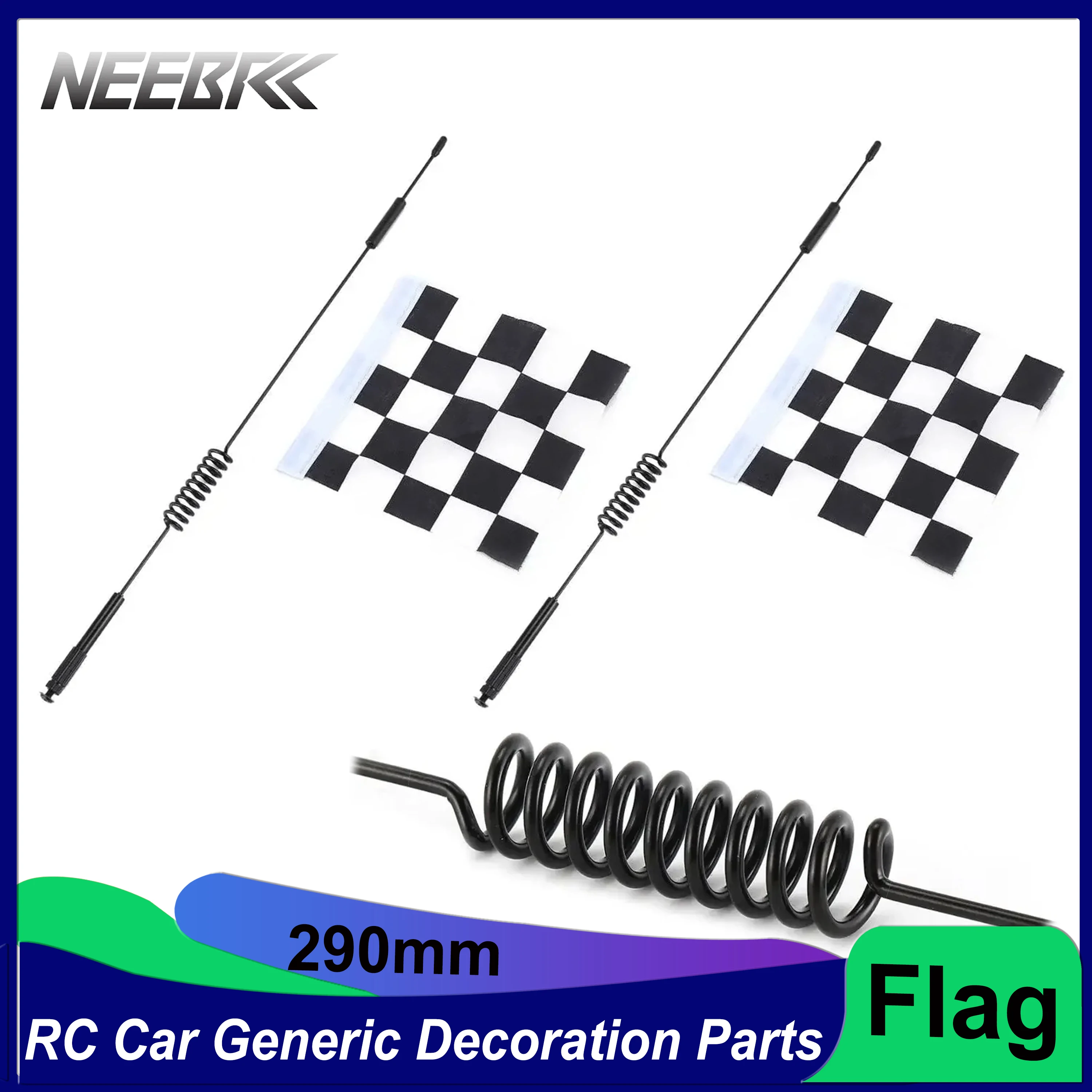 RC Car Decoration 290mm Metal Antenna Flag Accessories for RC Car Crawler Traxxas HSP Redcat RC4WD Tamiya Axial SCX10 D90 Toys