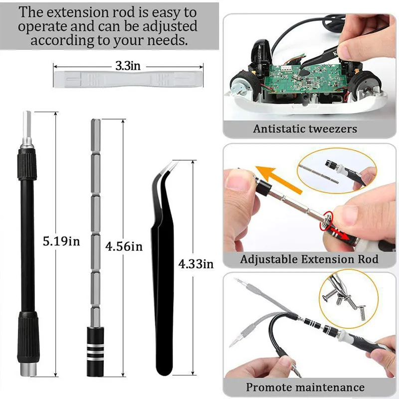 115 in 1 Mini Screwdriver Set of Screw Driver Bit Set Precision Set For Laptops Phone Watch Tablet Electronic Device Hand Tool