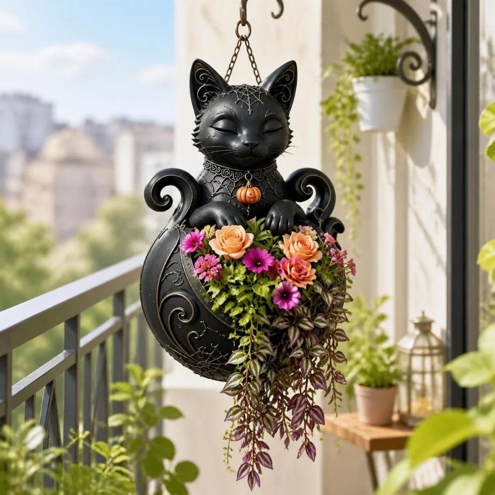 Funny Halloween Bat Shaped Flower Pot 3d Printed Cat Wall Plant Pot Gothic Style Witch Garden Decorations Halloween