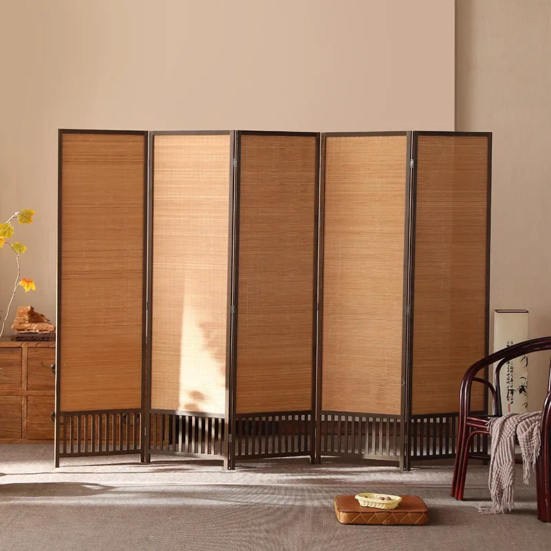 New Chinese-style solid wood retro home ornament blocking screen partition porch hotel office decoration bamboo barrier