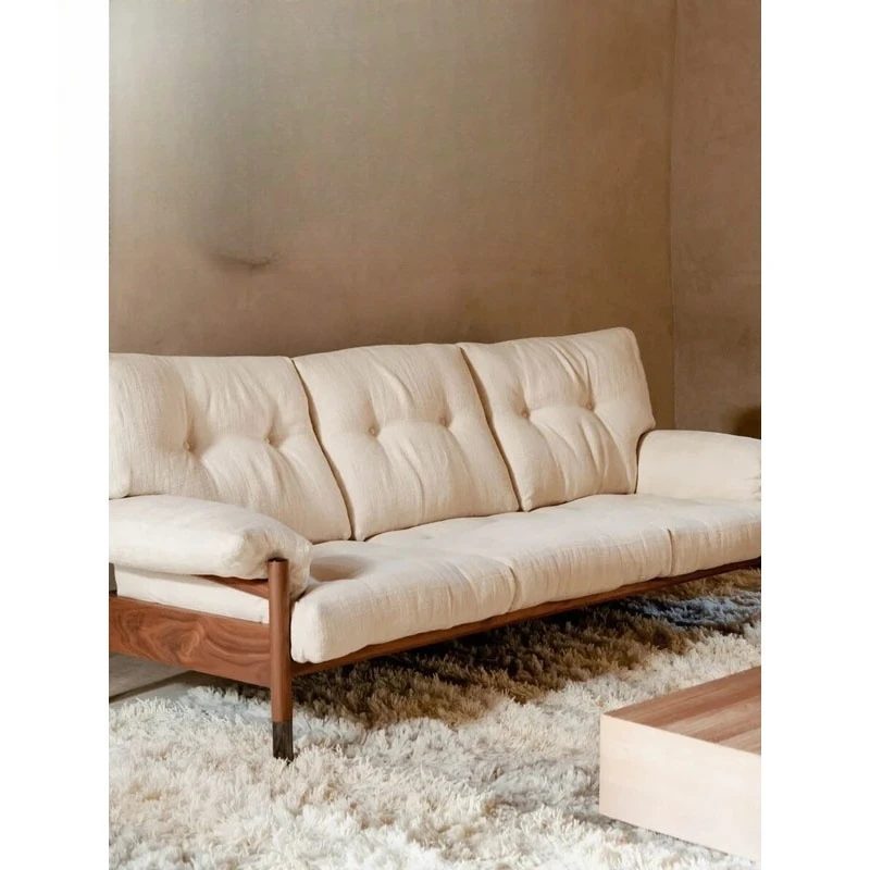 

Скандинавский диван из массива дерева для гостиной, балкона, дизайнерский тканевый диван для отеля, комбинированный диван для гостиной, одноместный диван