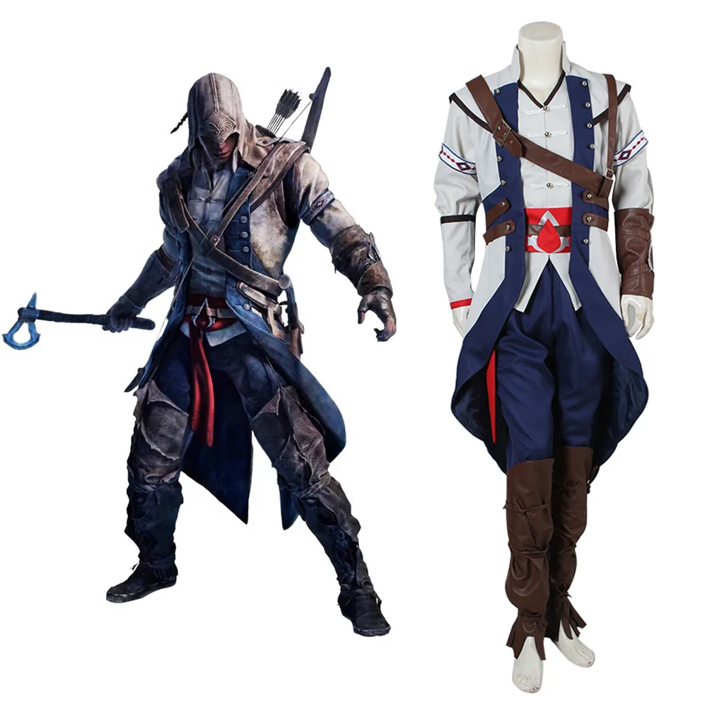 

Game Connor Render Cosplay Costume Men Uniform Battle Suits Full Set Halloween Party Outfits