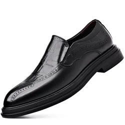 British Cowl Leather Men's Wedding Shoes Fashion Platform Business Men's Dress Shoes Designer Spring Autumn Brogue Shoe Male