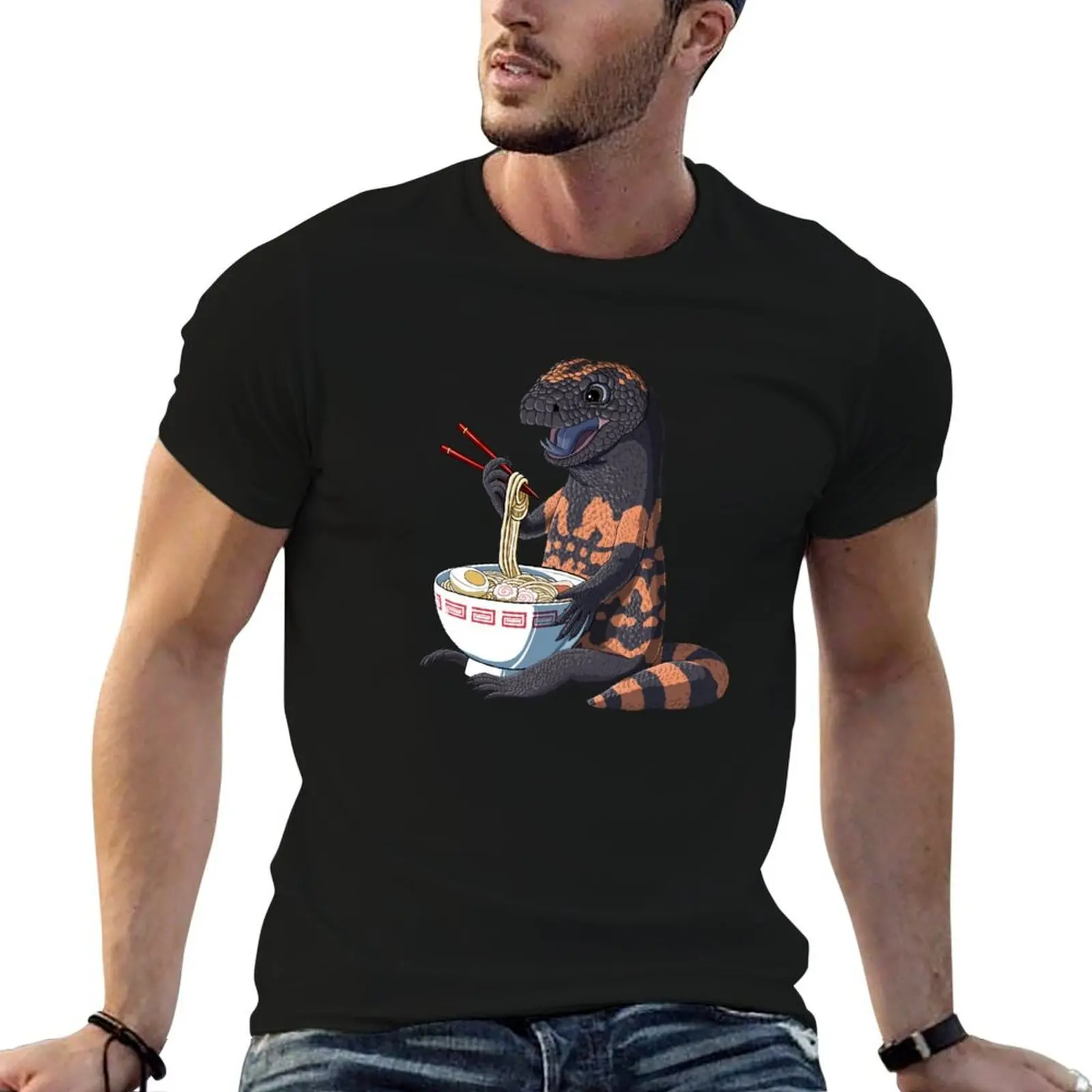 Funny Japanese Kawaii Ramen Gila Monster T-Shirt Plus Size Lightweight Top