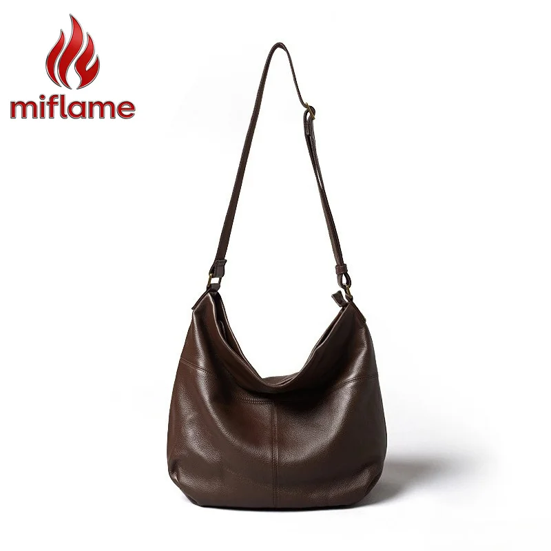 Minimalist Casual Shoulder Bag for Women Genuine Leather Top Grain Leather Convertible Strap Large Capacity Tote