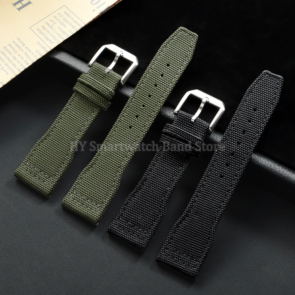 Correa de reloj Cnavas de nailon de 20mm, 21mm y 22mm para IWC Pilot Series, repuesto de pulsera para hombres y mujeres, accesorio de pulsera con cierre de Pin de Metal