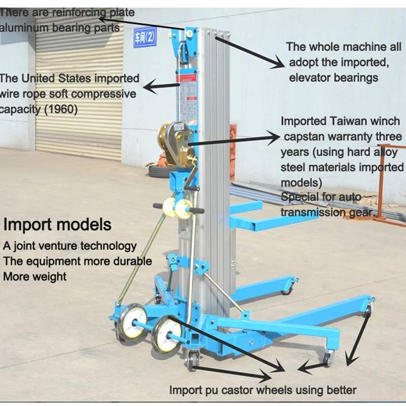 

Portable Aluminum Alloy Aerial Work Platform 3.5/5/6.5/7.9M Manual Lifting Tower With Rollers For Exhibition Stage Construction