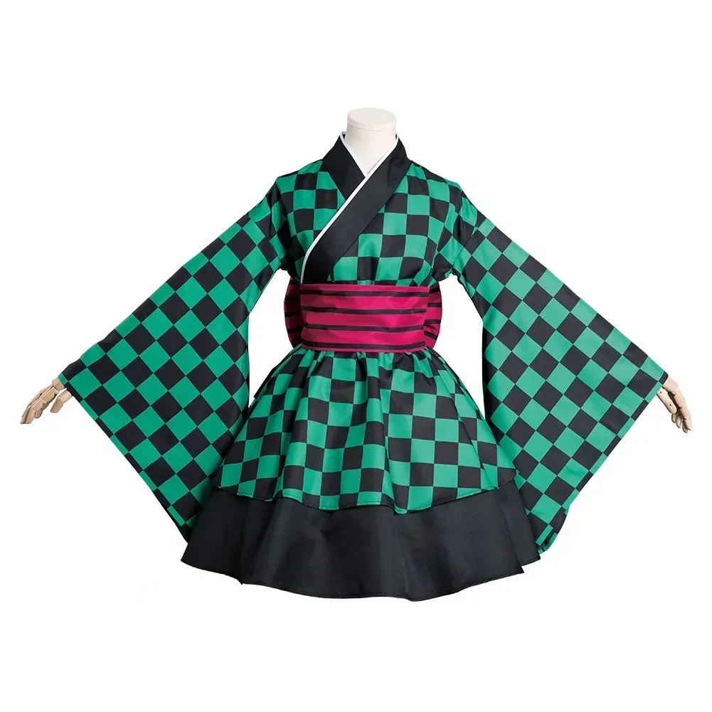 

New Halloween Kamado Tanjirou Cosplay Costume Kimono Lolita Dress Outfits Halloween Carnival Suit